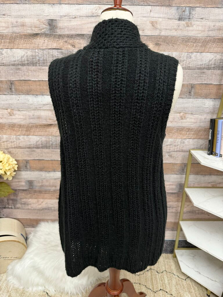 Chicos black sleeveless open front cardigan Chico's Black L women CARDIGANS