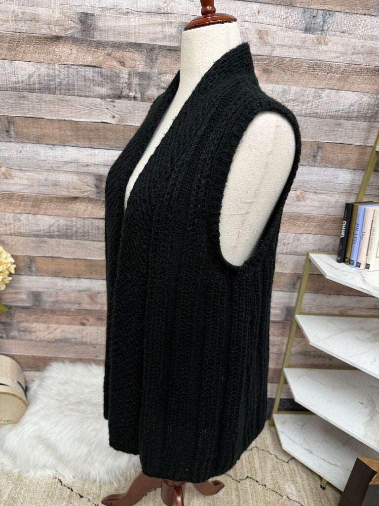 Chicos black sleeveless open front cardigan Chico's Black L women CARDIGANS