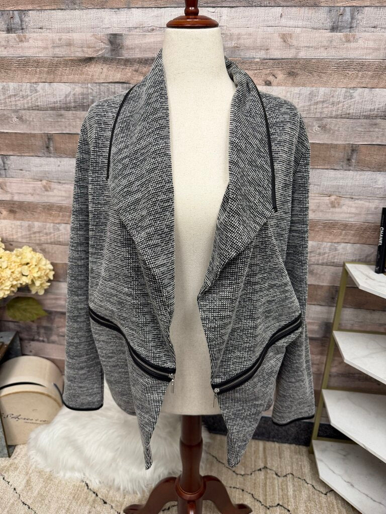 Rafaella Studio knit cardigan jacket with zip pockets Rafaella Black/White L women CARDIGANS