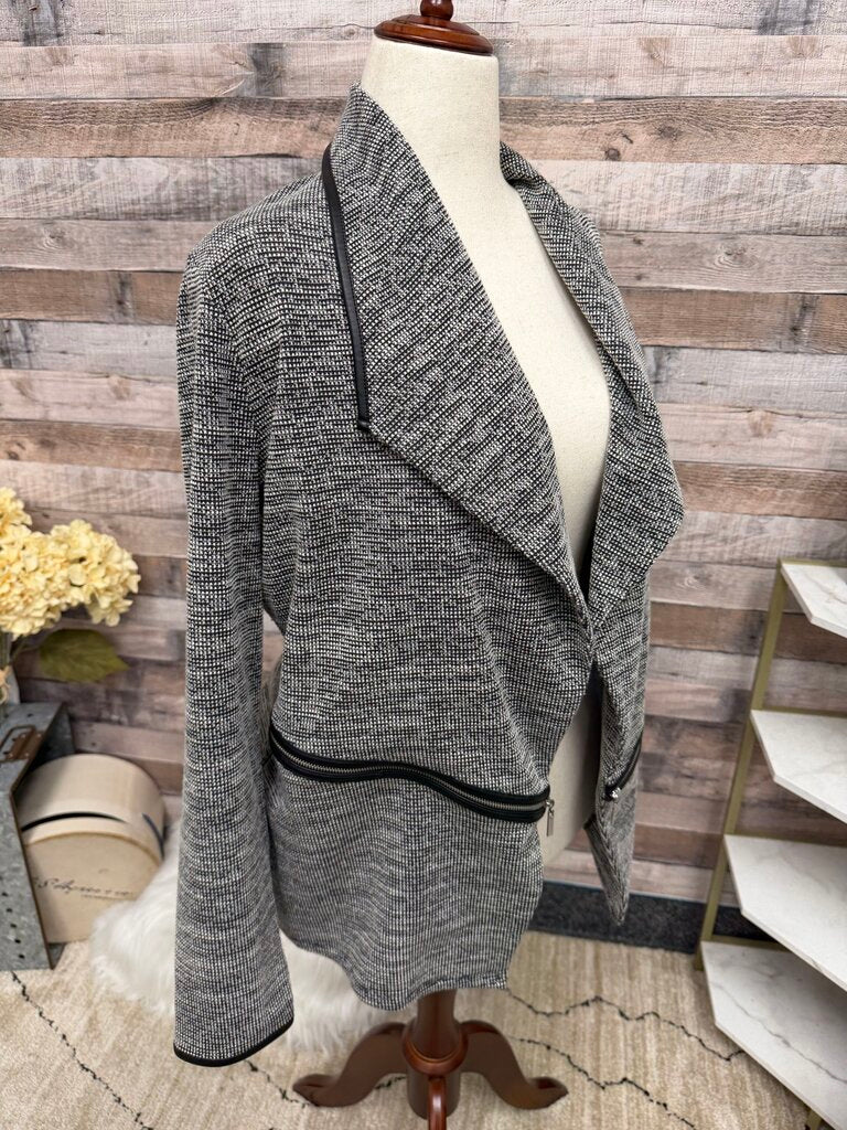 Rafaella Studio knit cardigan jacket with zip pockets Rafaella Black/White L women CARDIGANS