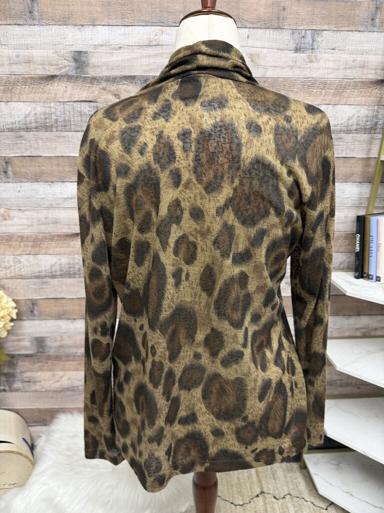 Additions by Chicos animal print open front cardigan Chico's Brown L women CARDIGANS