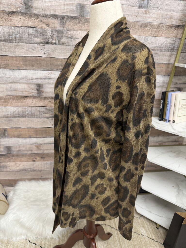 Additions by Chicos animal print open front cardigan Chico's Brown L women CARDIGANS