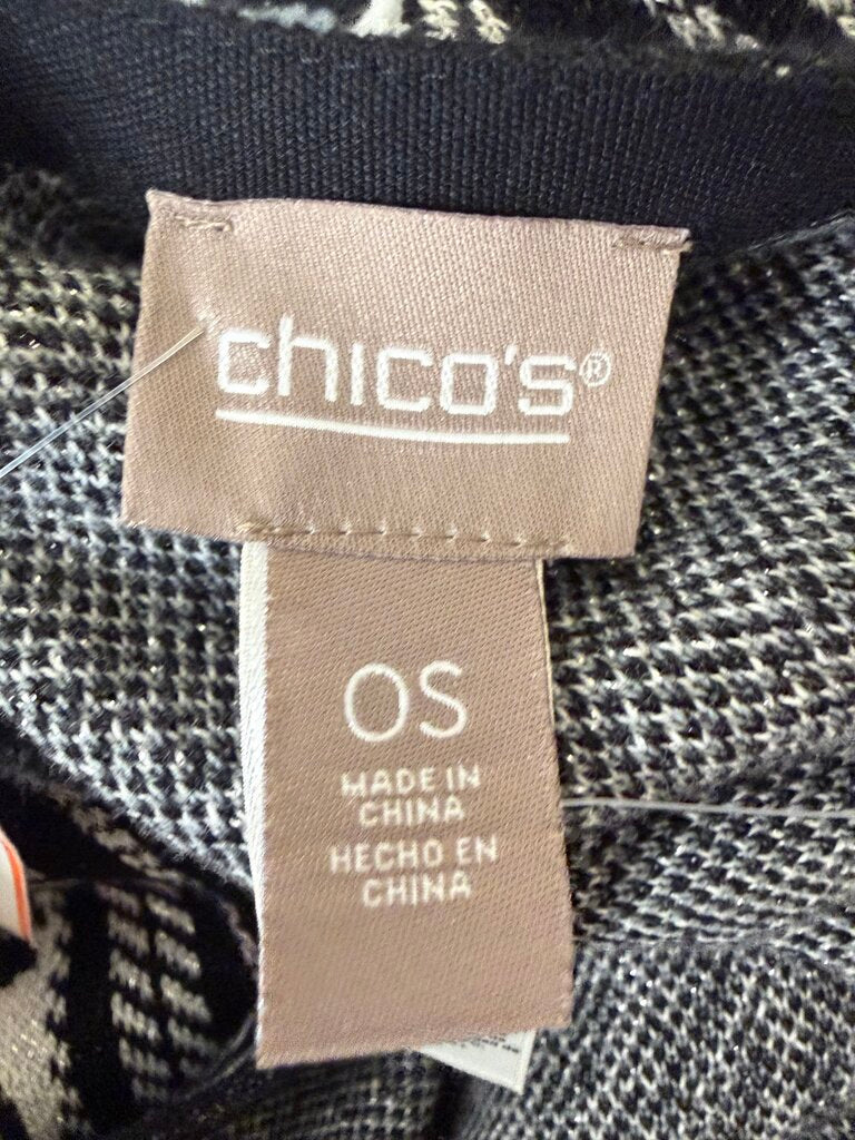 Chicos NWT silver/black animal print/plaid cape Chico's Black/Silver OS women UNCATEGORIZED