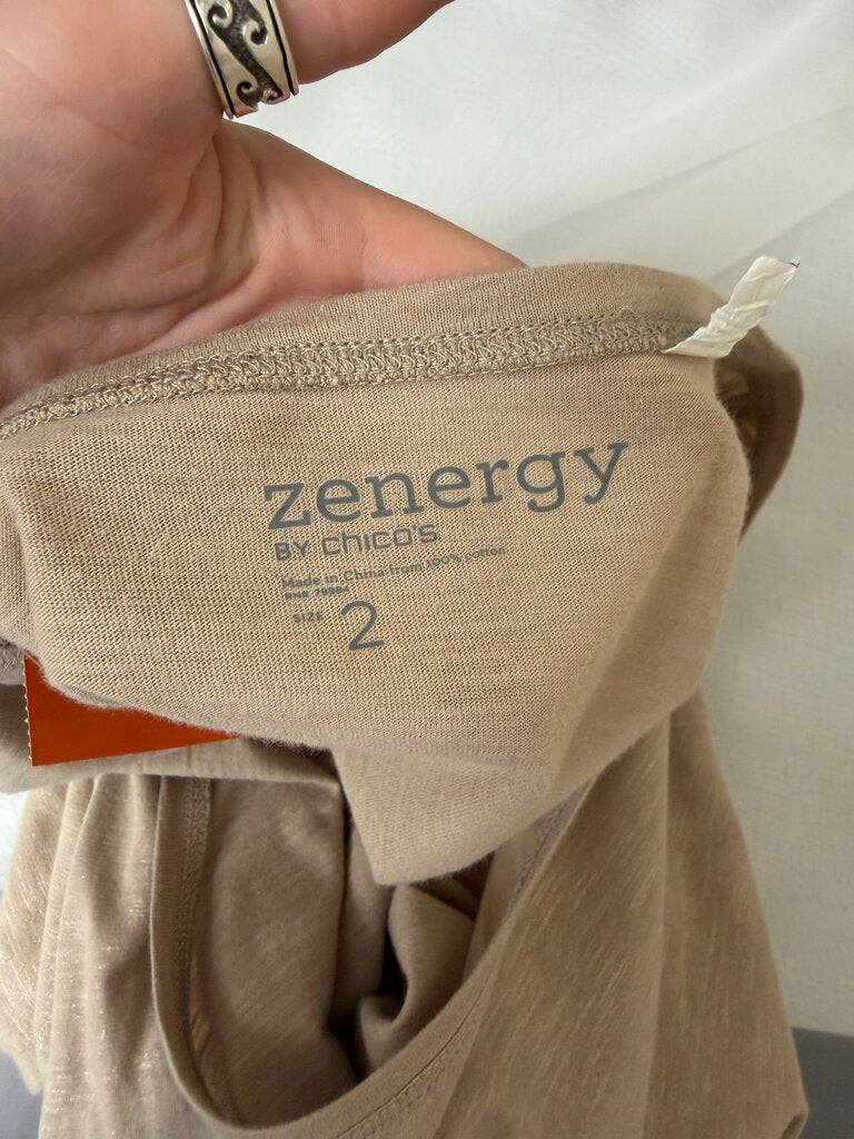 Zenergy by Chicos gold sparkle 3/4 sleeve tee