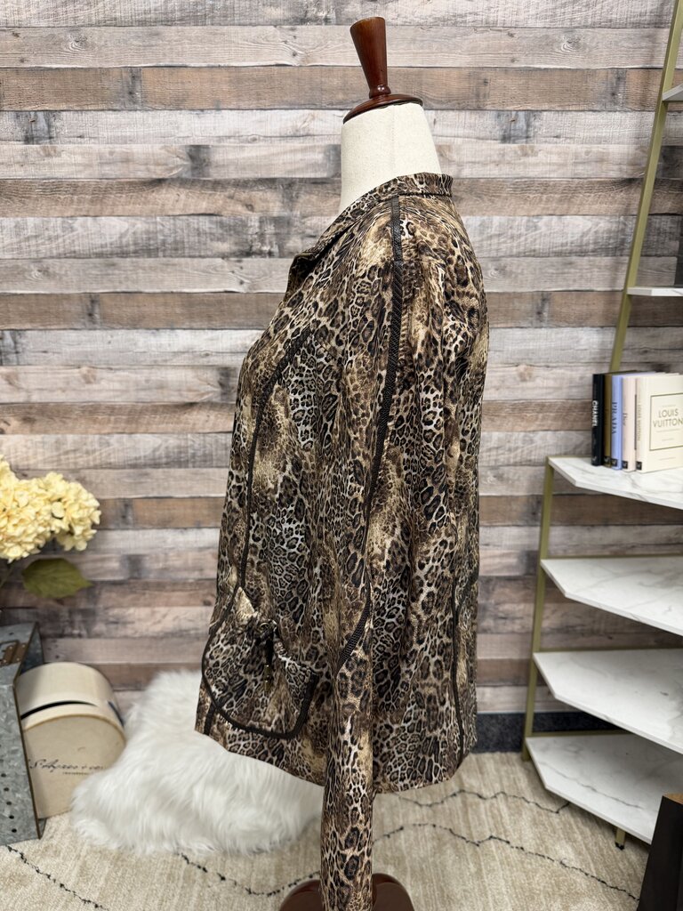Zenergy by Chicos animal print gold zip up