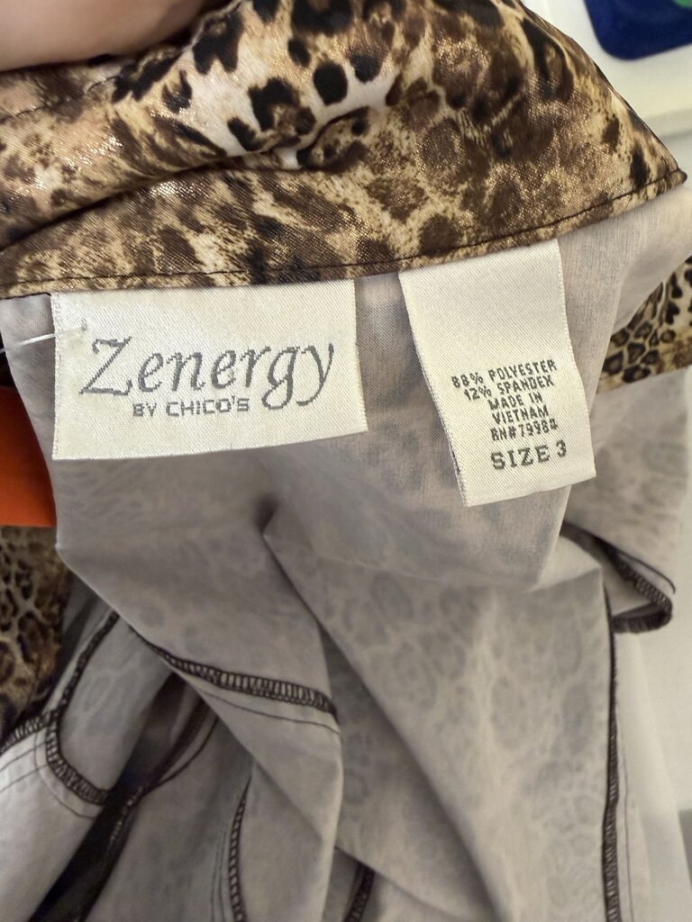 Zenergy by Chicos animal print gold zip up