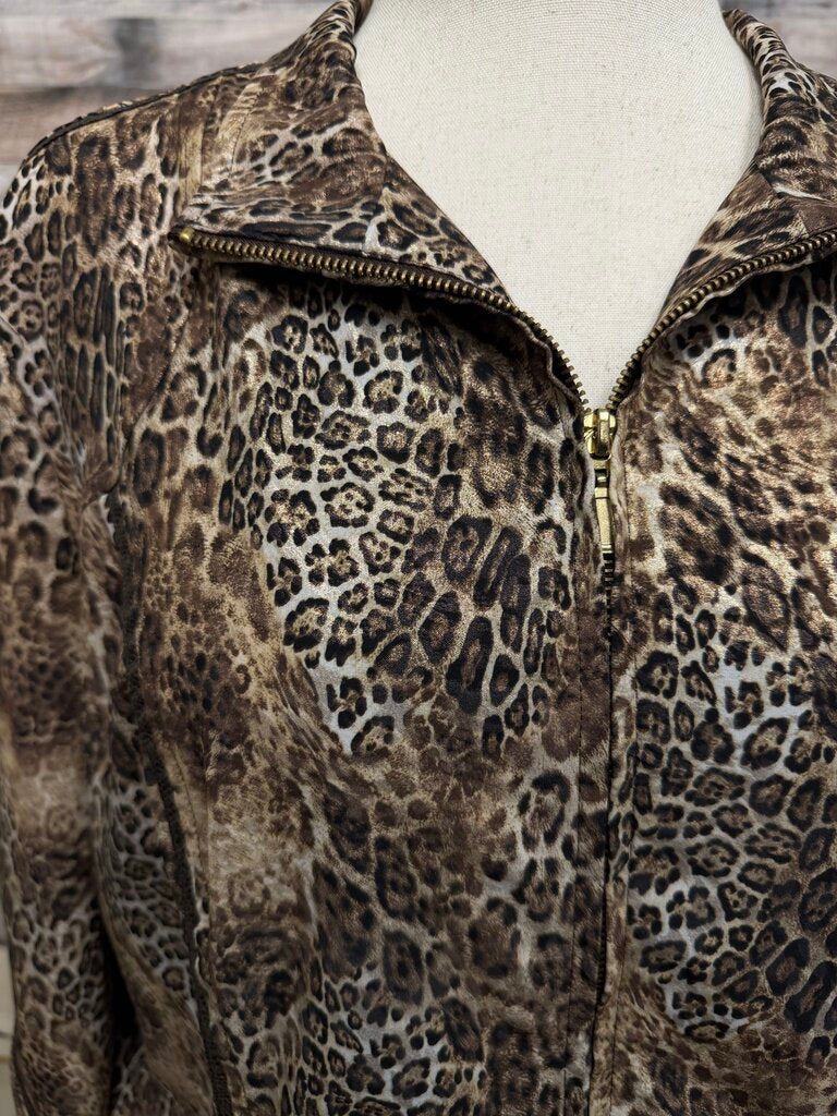 Zenergy by Chicos animal print gold zip up