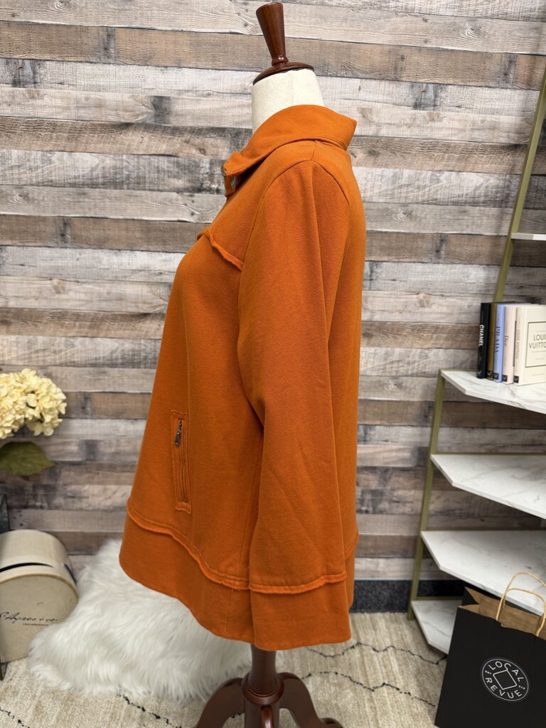 Two Dog Island orange zip up with buttons