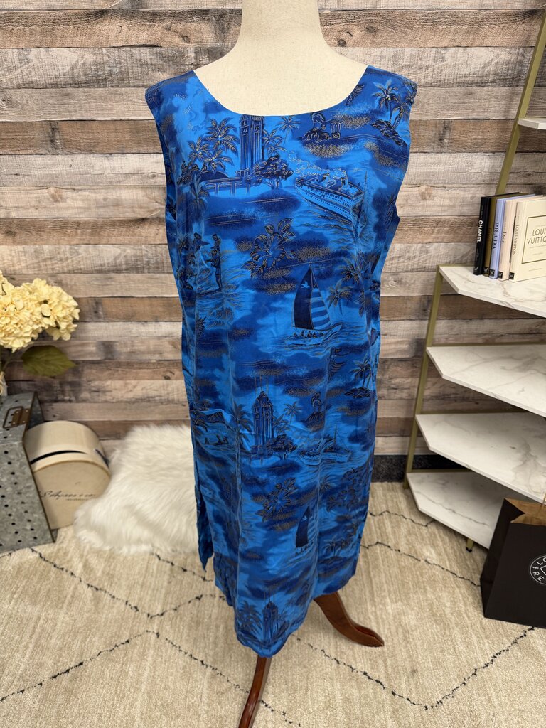 Fashions of Hawaii Blue Sheath Sleeveless