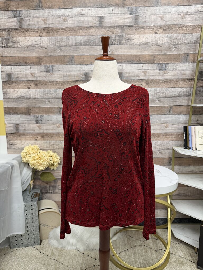 Mirasol red paisley jacquard top