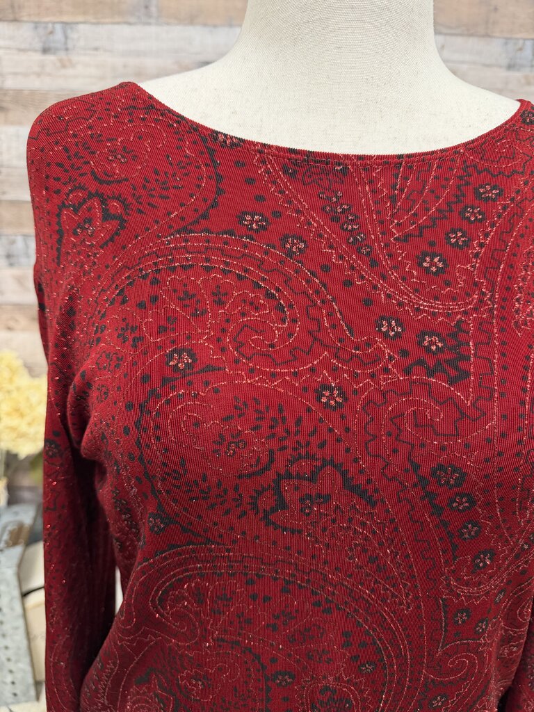 Mirasol red paisley jacquard top