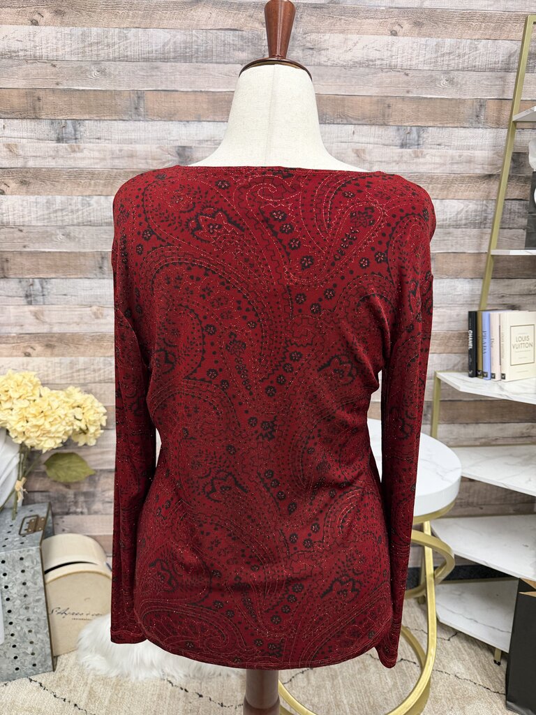 Mirasol red paisley jacquard top