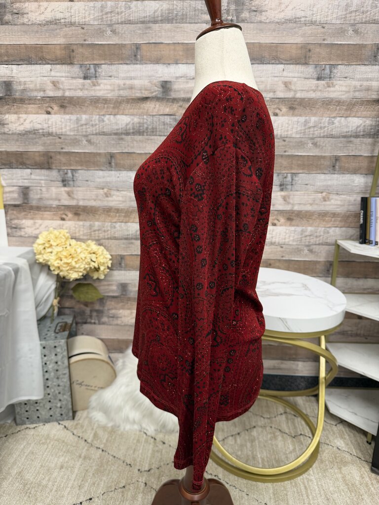 Mirasol red paisley jacquard top