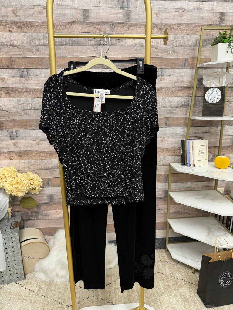 Ronni Nicole 2 piece black velvet pants with sparkly top