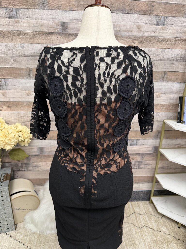 no label lace and mesh sheath dress with nude lining lining