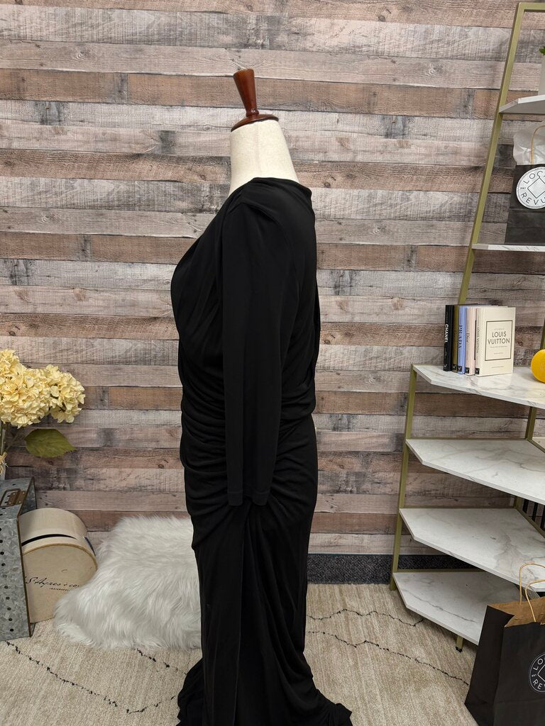 L.K. Bennett black draped cowl neck dress