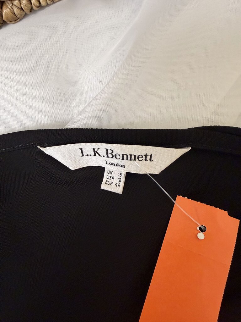 L.K. Bennett black draped cowl neck dress
