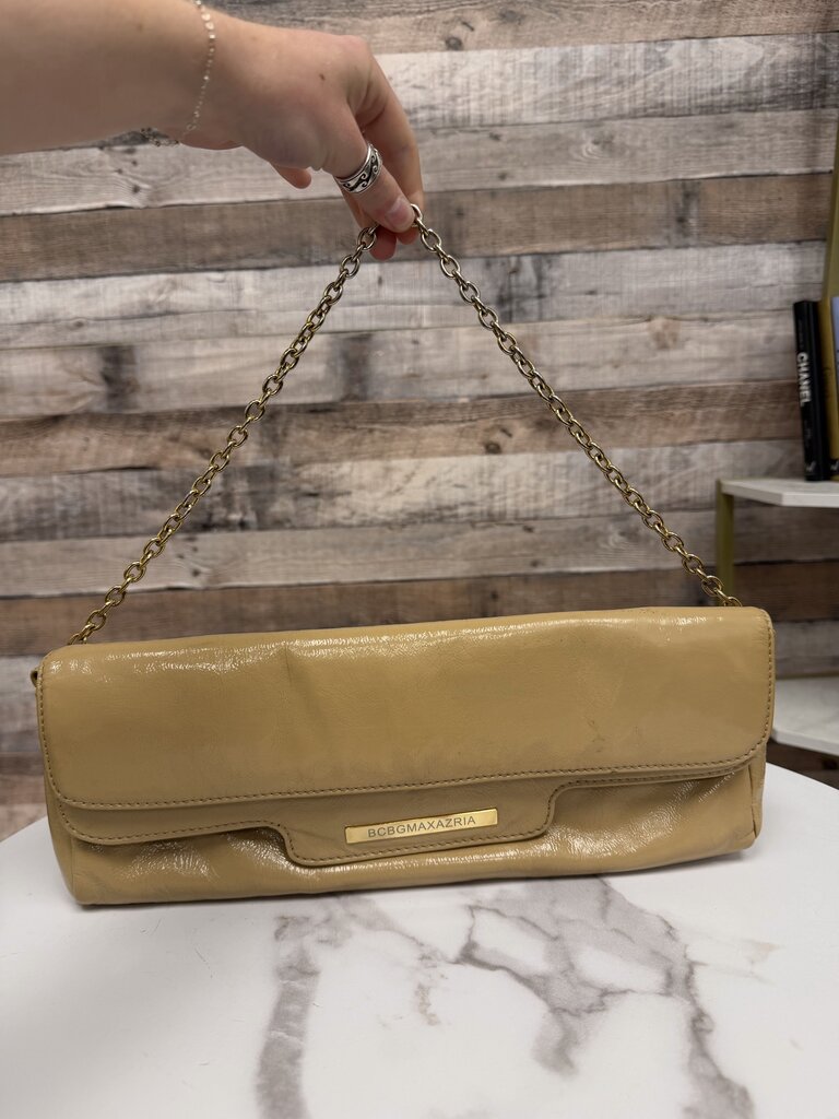 BCBG patent leather clutch