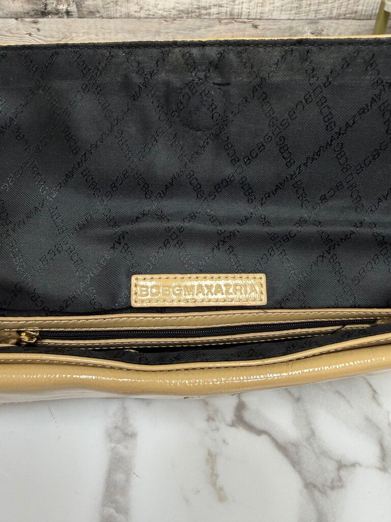 BCBG patent leather clutch