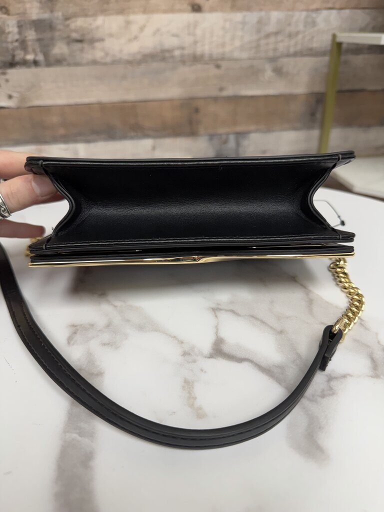 Black House/White Market black leather purse with gold bow and chain NWT