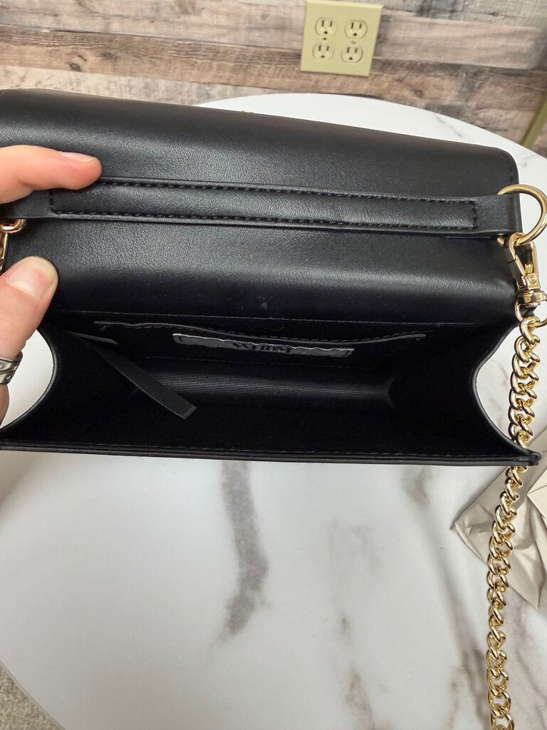 Black House/White Market black leather purse with gold bow and chain NWT