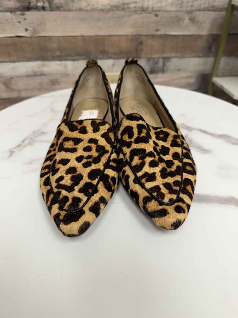 Franco Sarato leopard calf hair pointed toe flat loafer