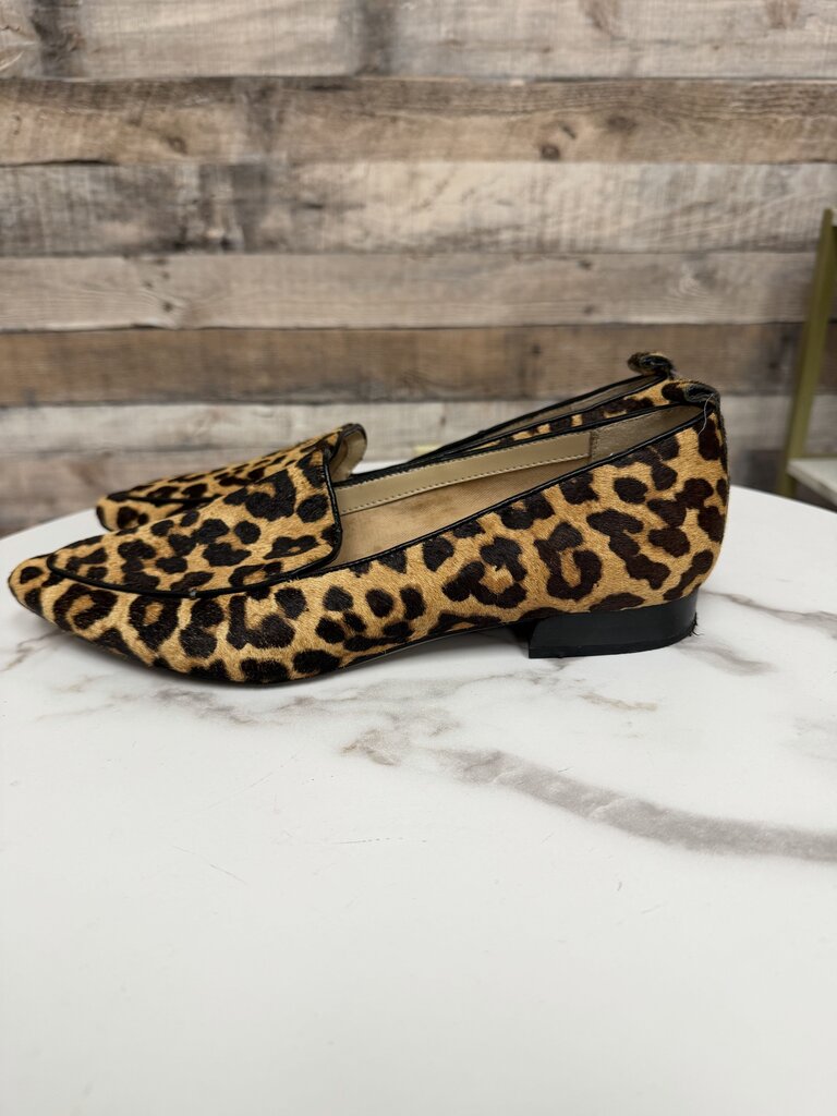 Franco Sarato leopard calf hair pointed toe flat loafer