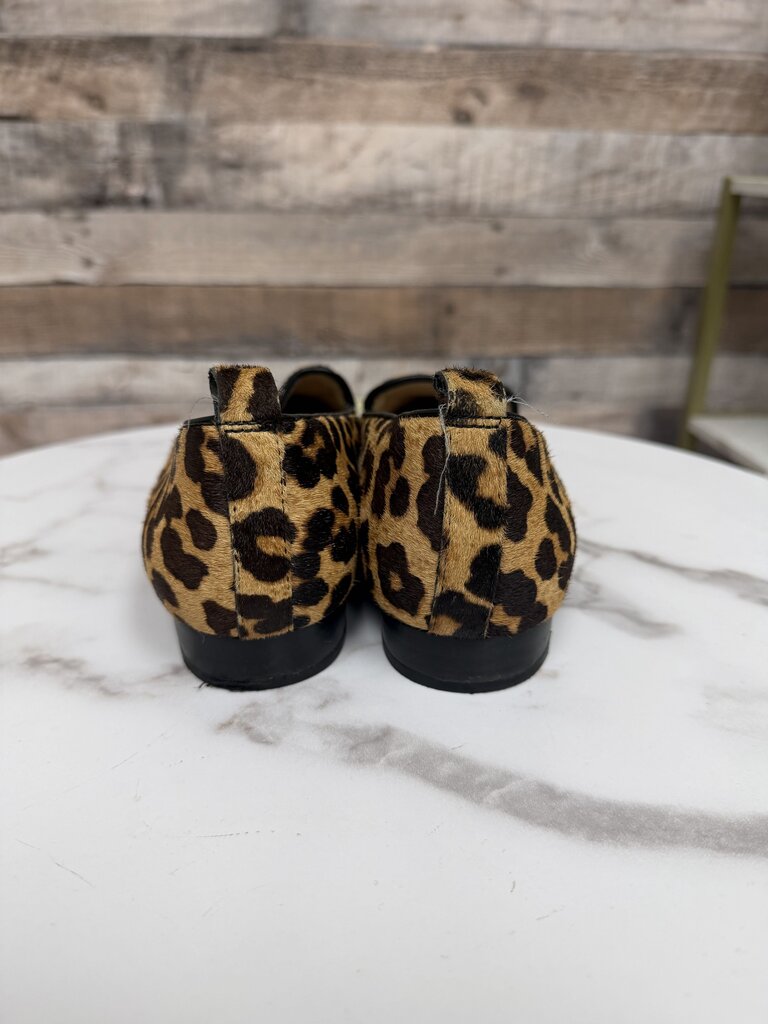 Franco Sarato leopard calf hair pointed toe flat loafer