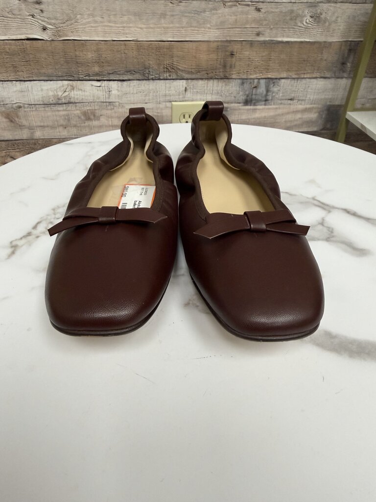 Alohas brown leather Freya ballet flats with bow detail