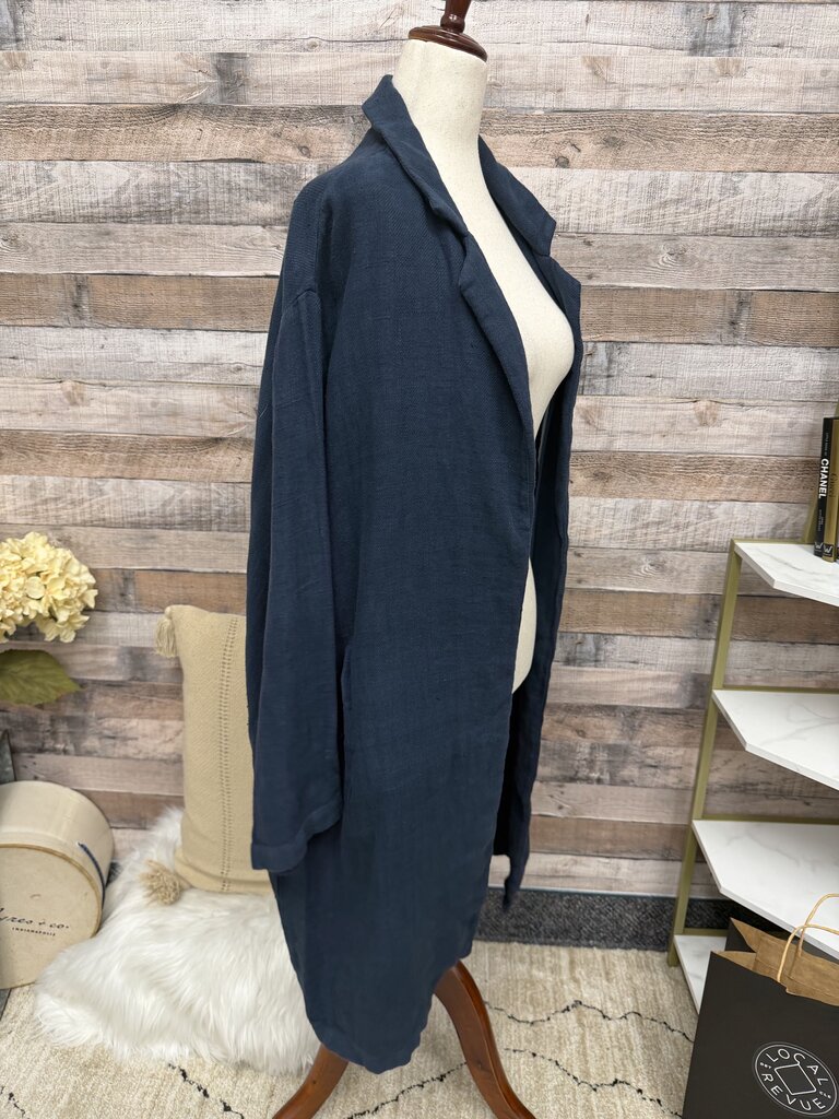 Filosofia blue linen open front cardigan jacket