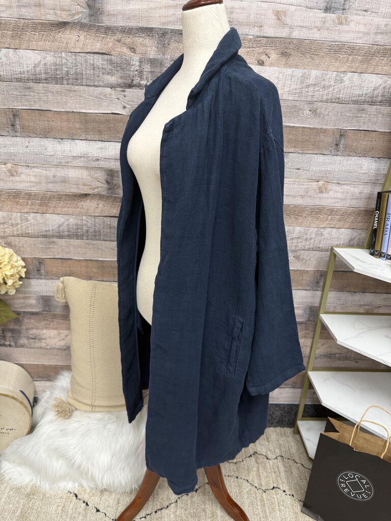 Filosofia blue linen open front cardigan jacket