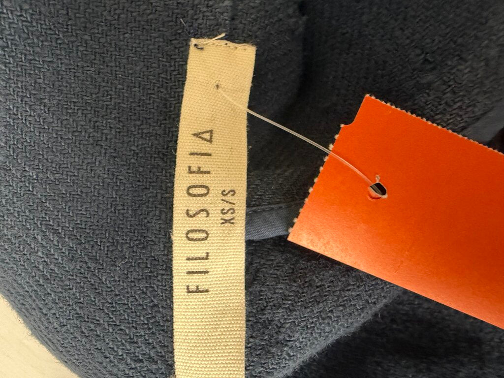 Filosofia blue linen open front cardigan jacket