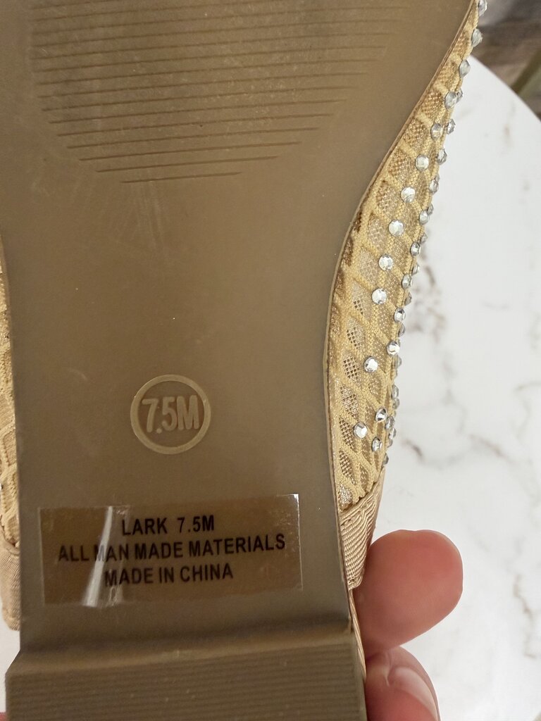 Sincerely Jules tan rhinestone mesh slingback flats