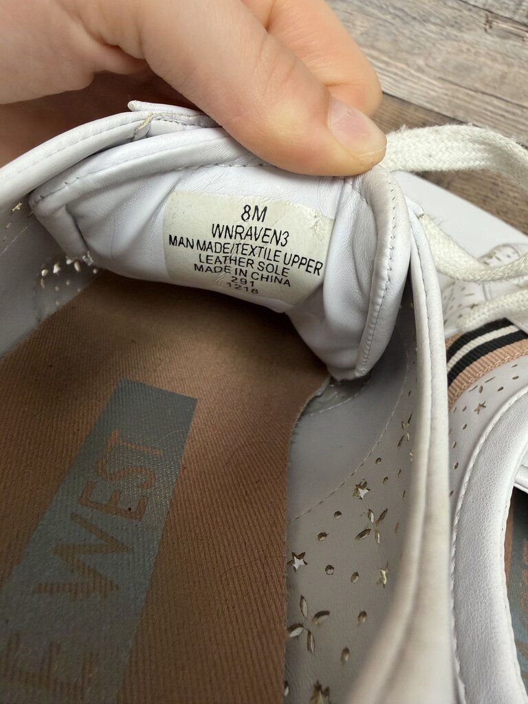 Nine West white w/ pink/blue stripe and cutouts