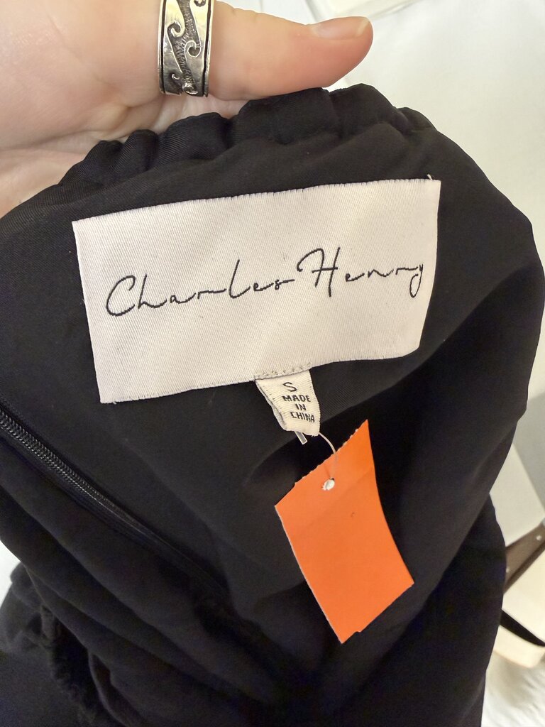Charles Henry black off the shoulder mini dress