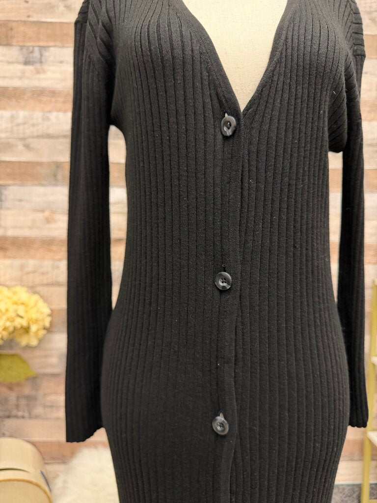Victoria Secret black ribbed knit cardigan dress
