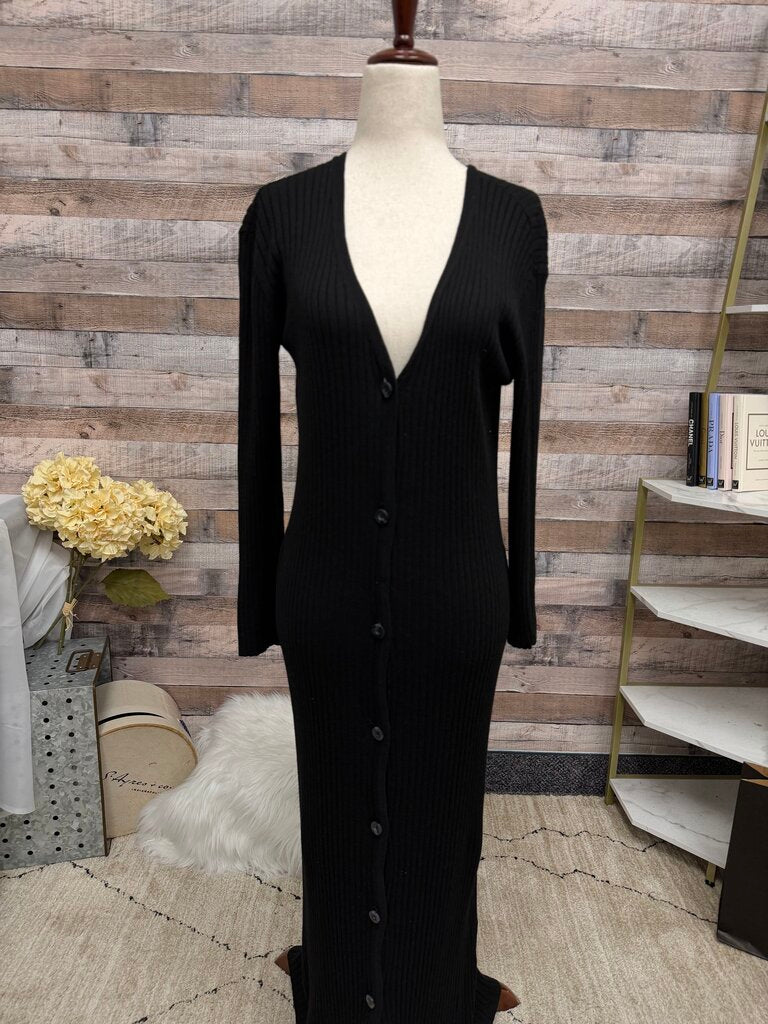 Victoria Secret black ribbed knit cardigan dress