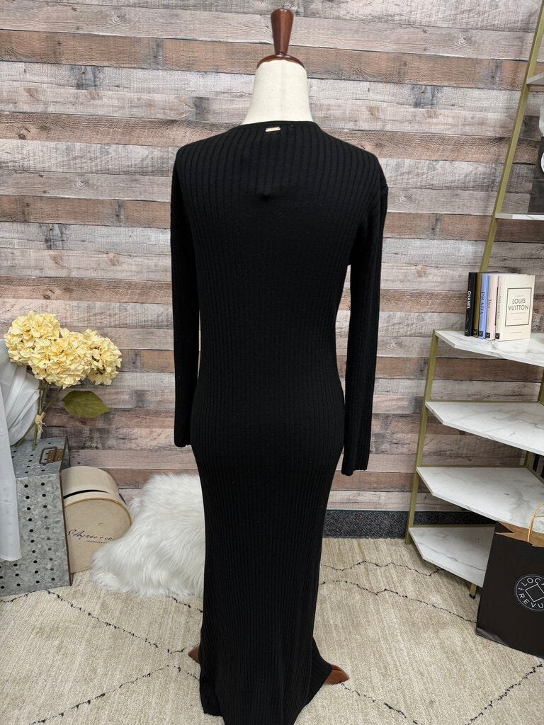 Victoria Secret black ribbed knit cardigan dress