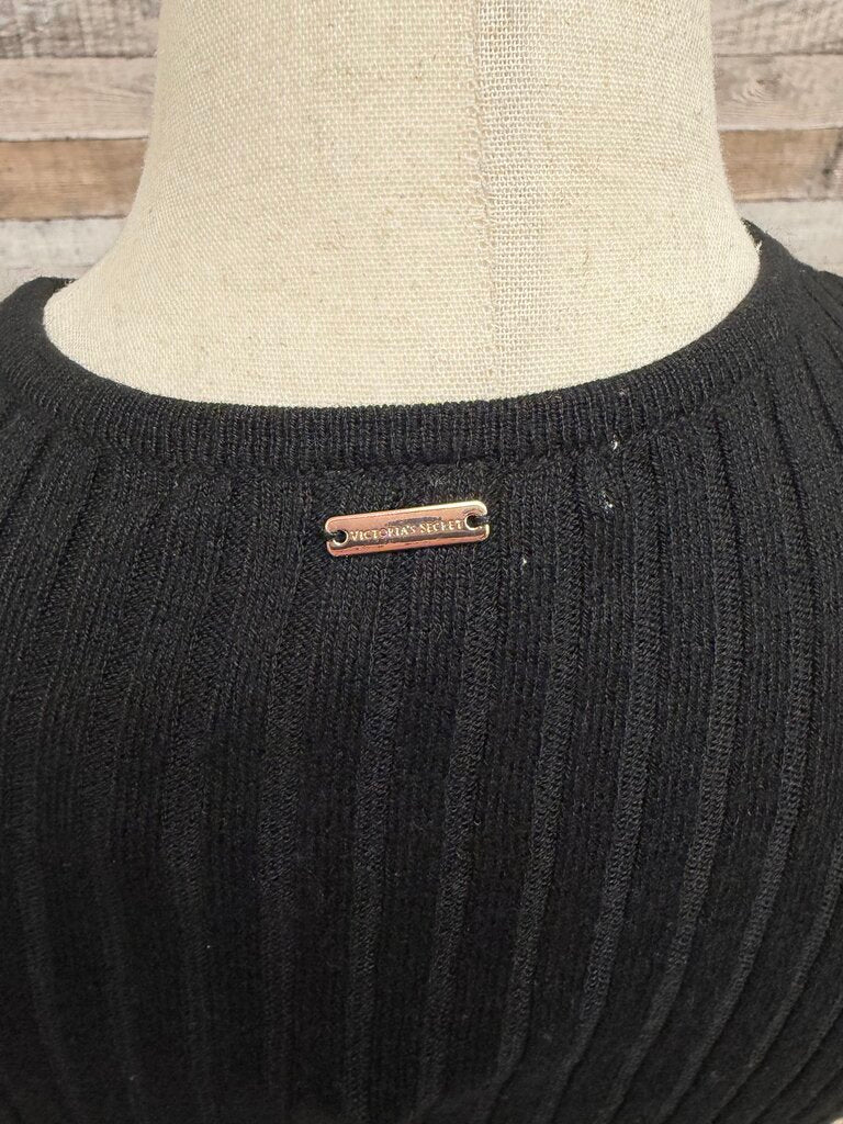 Victoria Secret black ribbed knit cardigan dress