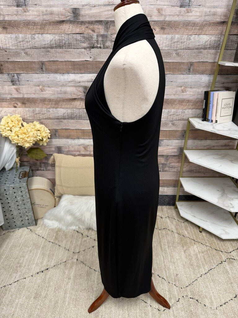 Banana Republic black sleeveless maxi dress with draped cowl neck