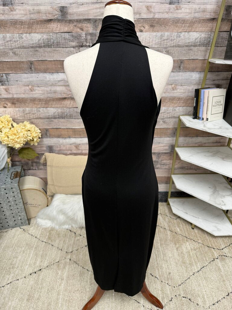 Banana Republic black sleeveless maxi dress with draped cowl neck