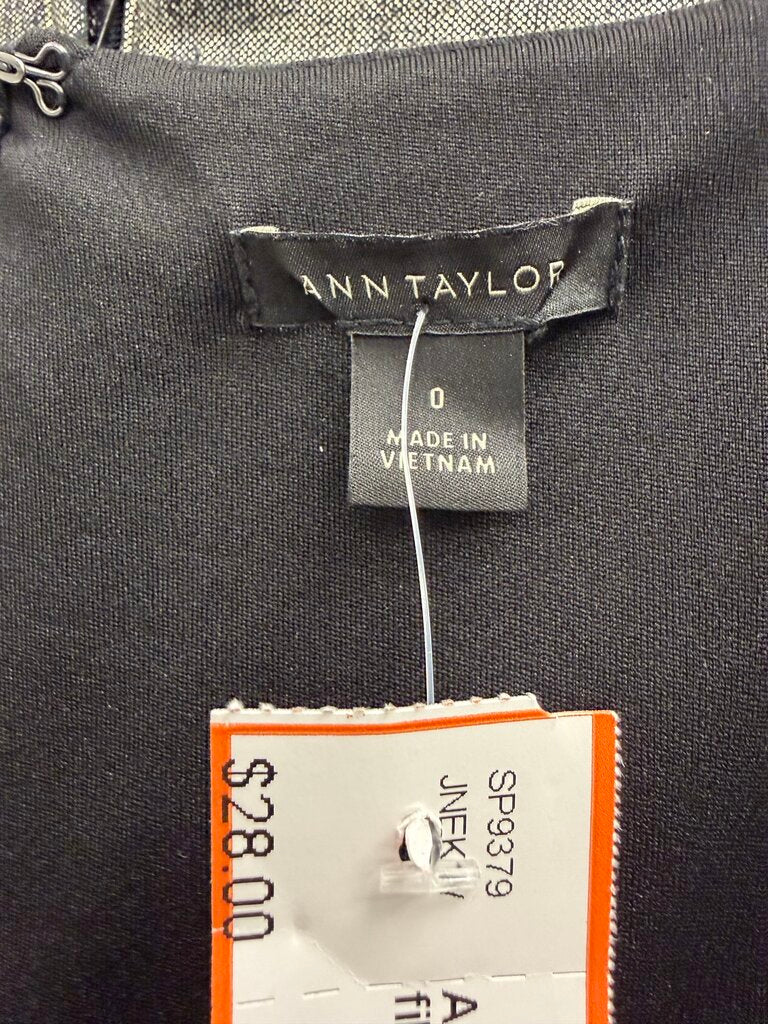 Ann Taylor black square neck filled dress with short sleeves