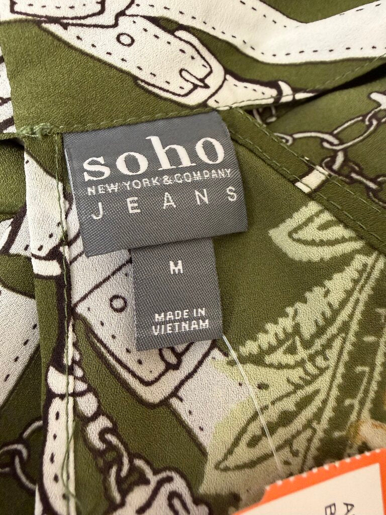 Soho New York & Co green belt print hi/low blouse New York & Company Green M women TOPS