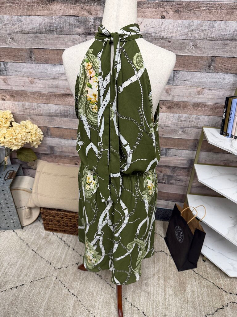 Soho New York & Co green belt print hi/low blouse New York & Company Green M women TOPS