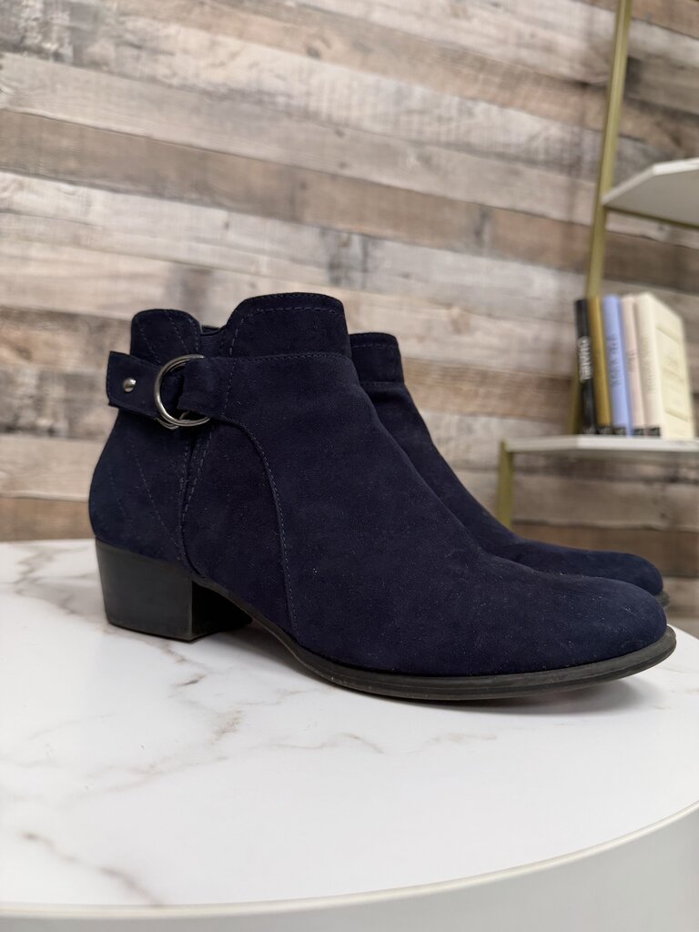 Unisa blue suede ankle bootie with silver clasp Unisa blue 8 women SHOES
