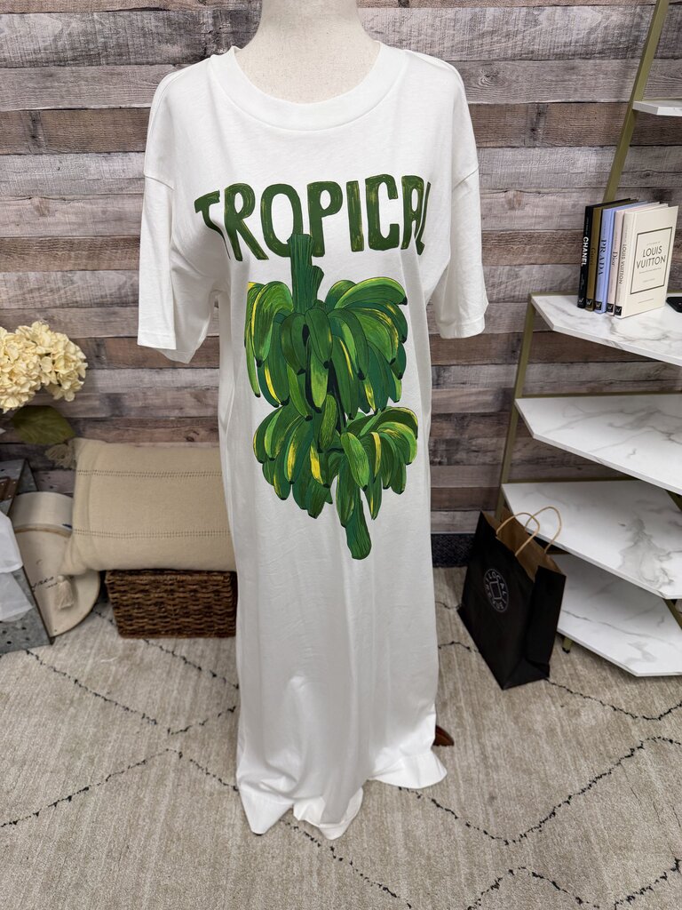 Farm Rio tropical banana print t shirt maxi dress FARM Rio White S women DRESSES