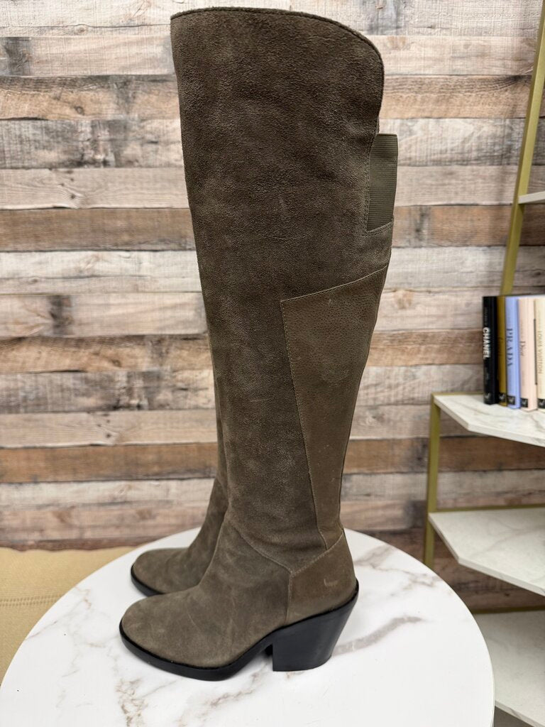 Naya gray faux suede over the knee boot