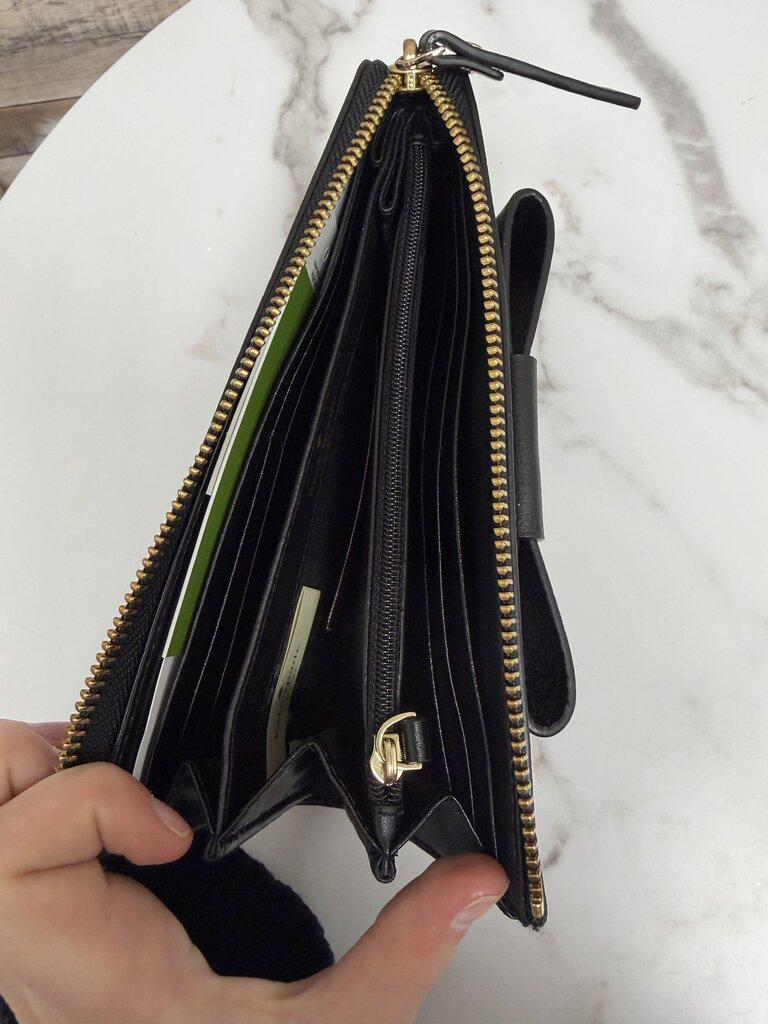 Kate Spade black leather wallet NWT