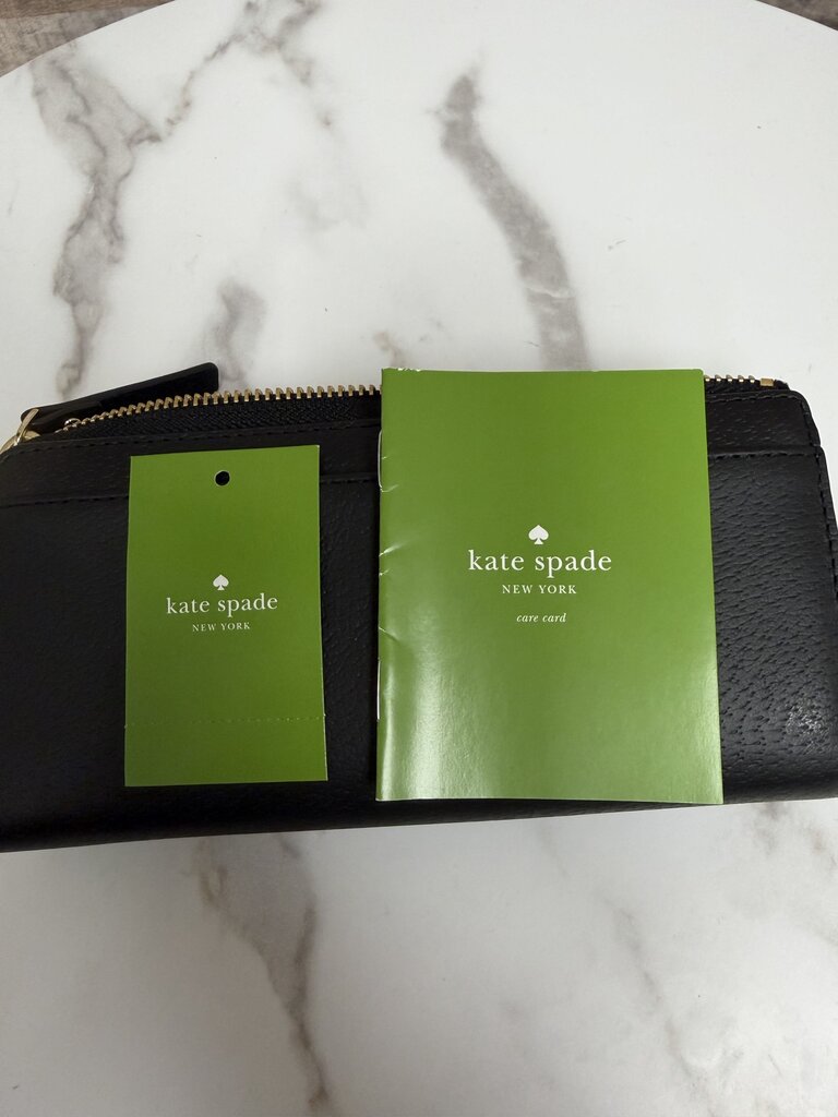Kate Spade black leather wallet NWT