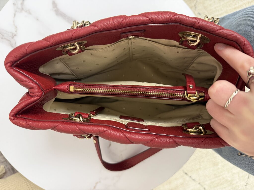 Kate Spade red quilted leather shoulder bag